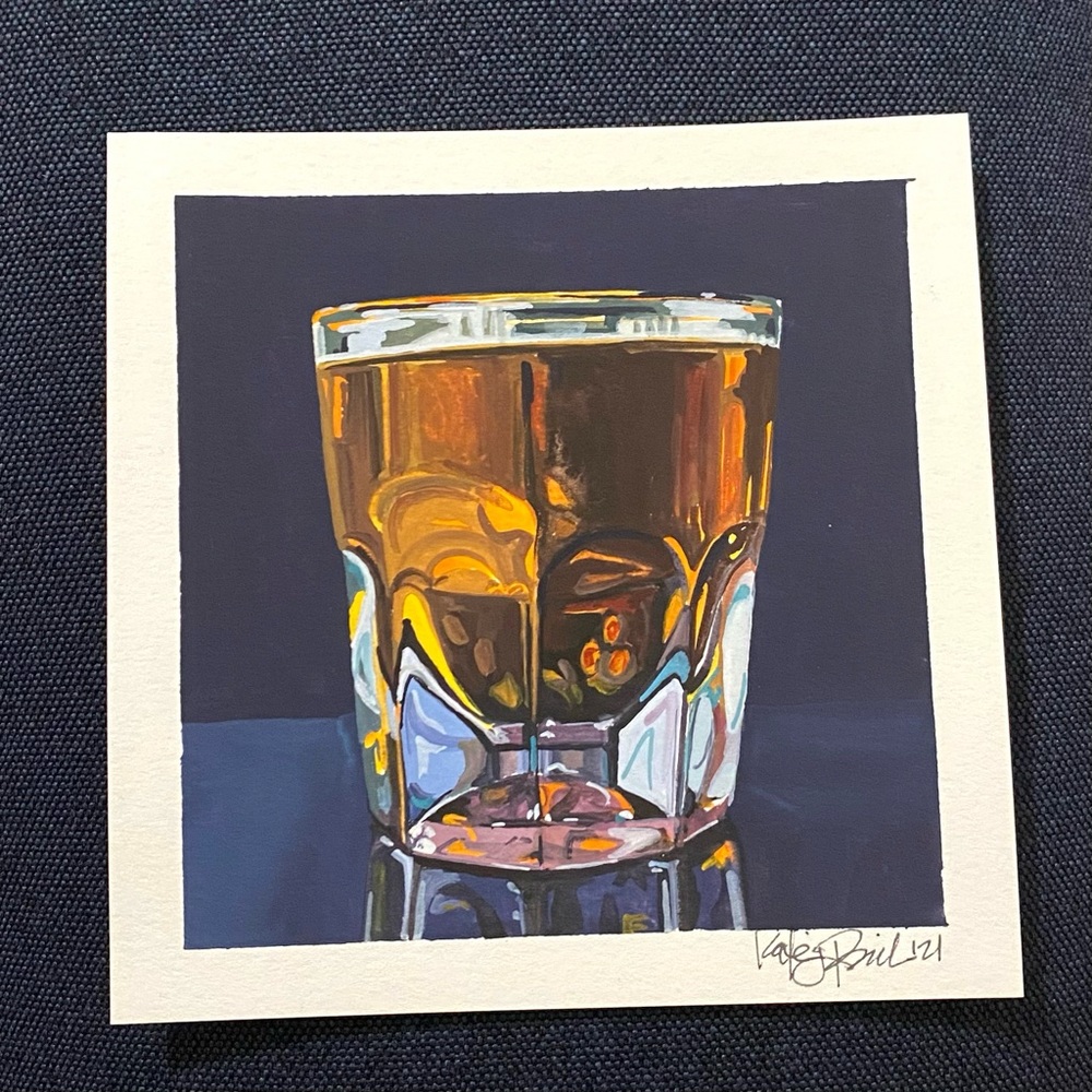 Signed Art Print by Kate Jarvik Birch “Whiskey Glass” 2021